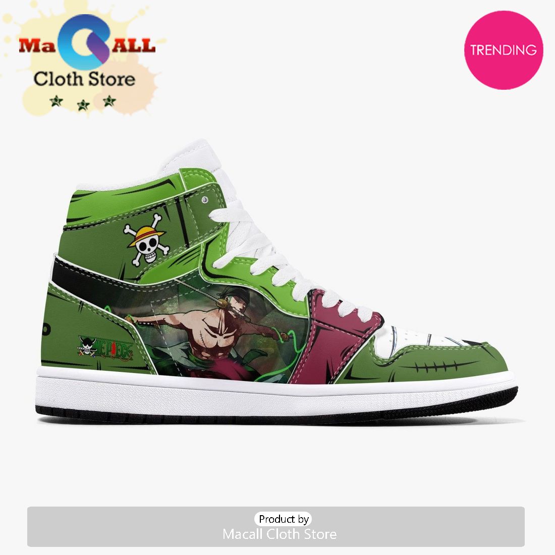 One Piece Roronoa Zoro Santoryu Three Swords AJ1 High Top Shoes