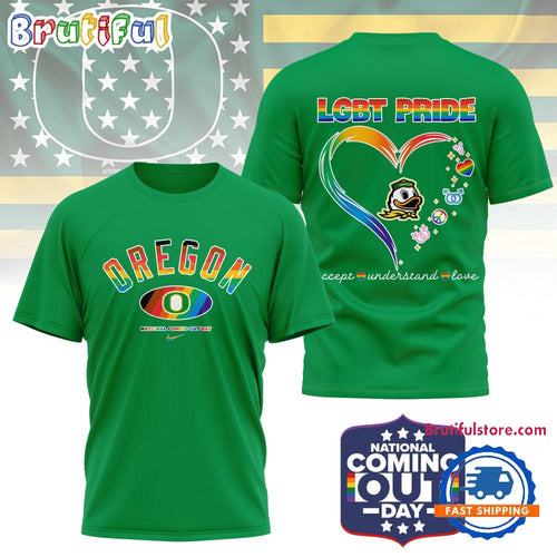 Oregon Ducks 2025 NCAA National Coming Out Day LGBT Pride Unisex 3D Shirt