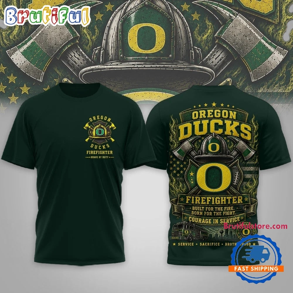Oregon Ducks 2026 NCAA Firefighter Built for the Fire 3D Shirt