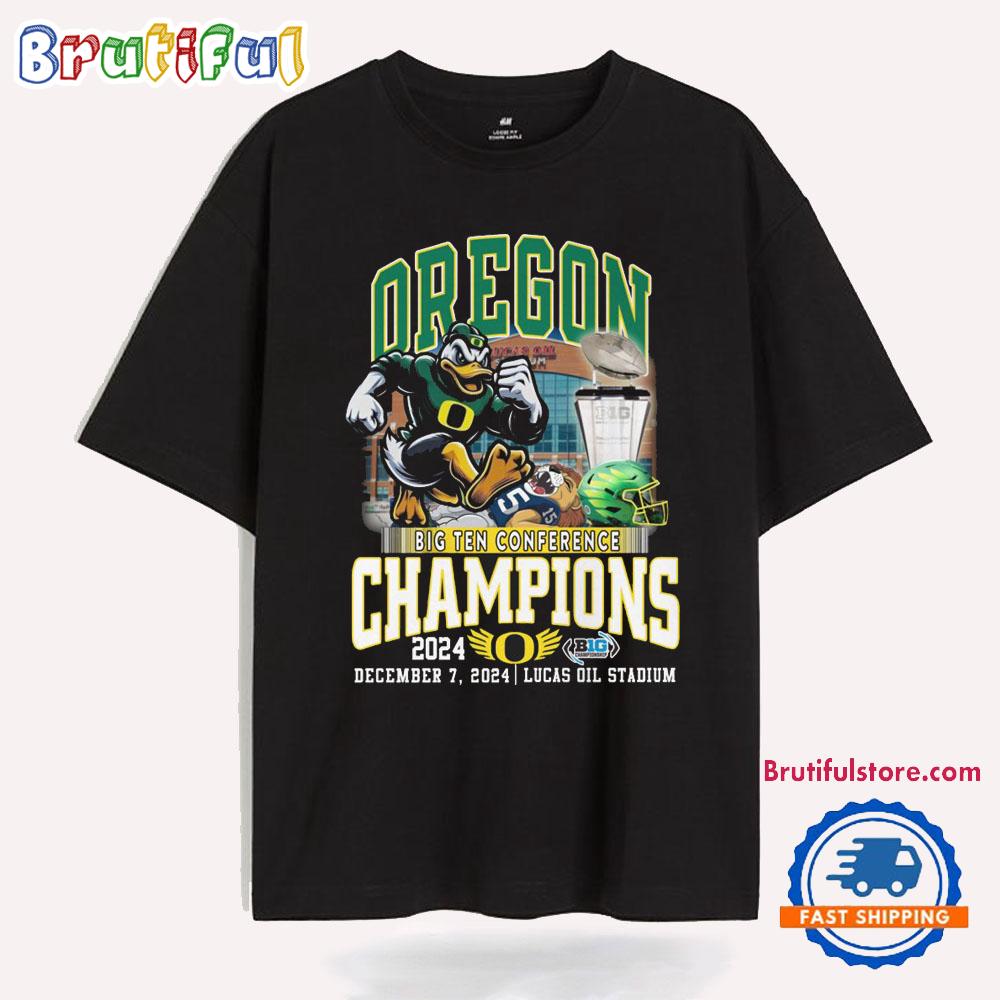 Oregon Ducks Big Ten Conference Champions 2024 Lucas Oil Stadium T Shirt