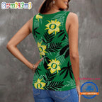 Oregon Ducks Hibiscus Pattern Women’s V-Neck Ribbed Tank Top