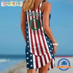Oregon Ducks In My Veins USA In My Heart Independence Day Women’s Summer Beach Sling Dress