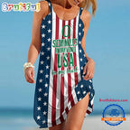 Oregon Ducks In My Veins USA In My Heart Independence Day Women’s Summer Beach Sling Dress