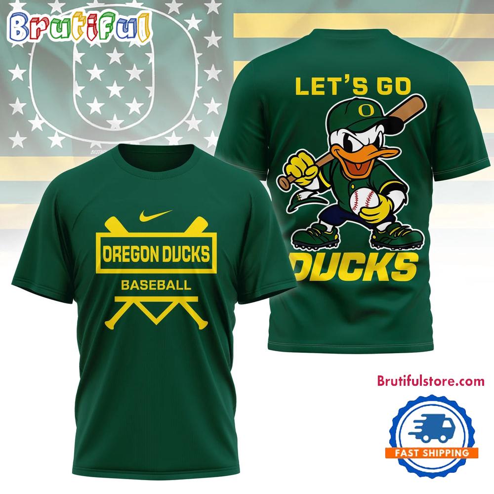 Oregon Ducks Mascot Let’s Go Baseball 2025 3D Shirt