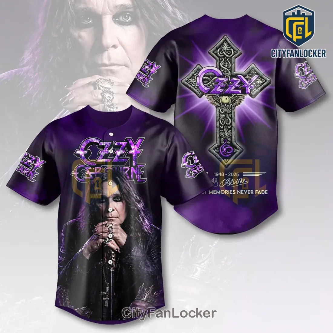 Ozzy Osbourne 1948-2025 Tribute Purple Memorial Logo Baseball Jersey