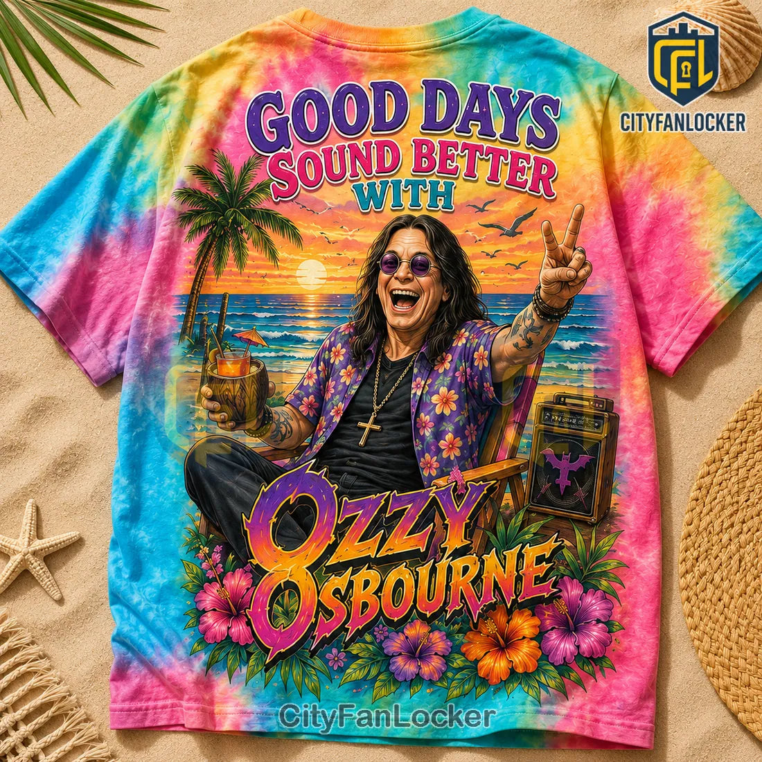 Ozzy Osbourne Beach Party Tropical Casual Summer T-Shirt