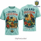 Patriotic Island Freedom Coastal Sunset Parrot 1776 Tropical T-Shirt