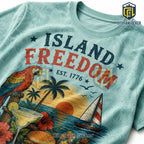 Patriotic Island Freedom Coastal Sunset Parrot 1776 Tropical T-Shirt