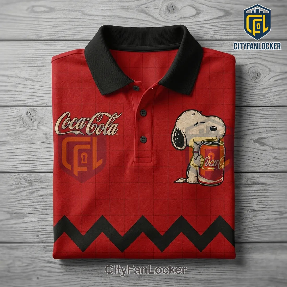 Peanuts x Coca-Cola Snoopy and Charlie Brown Red Polo Shirt