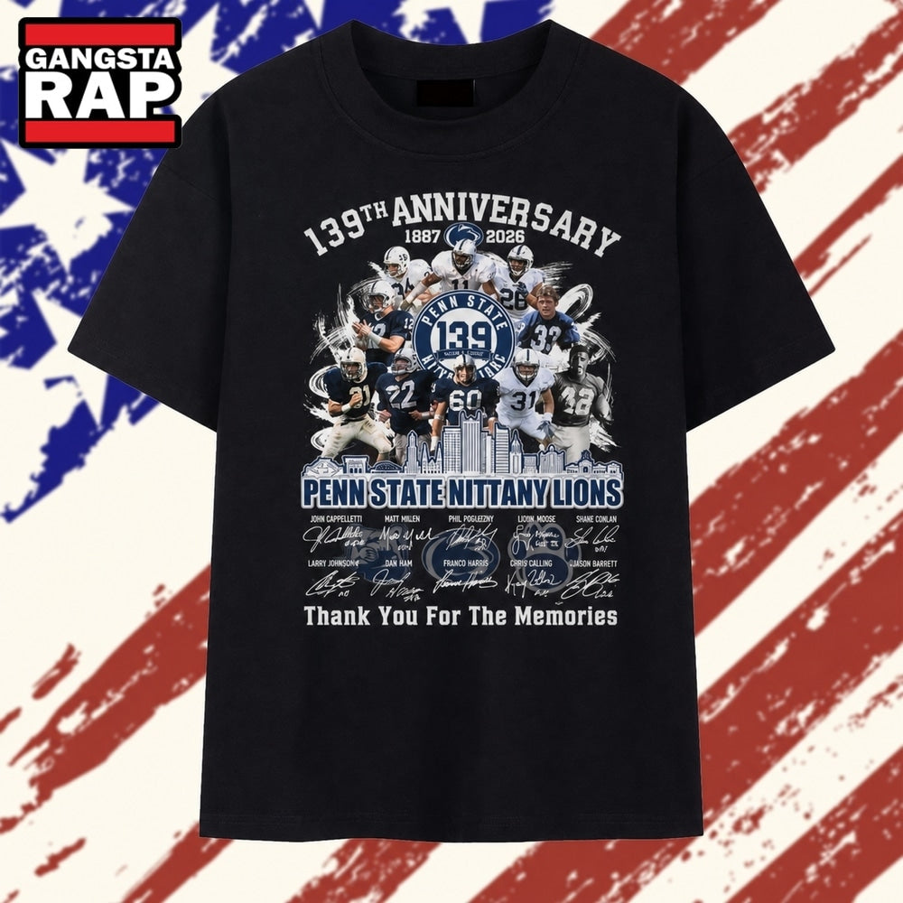 Penn State Nittany Lions 139th Anniversary 1887 2026 Legends Signatures T Shirt