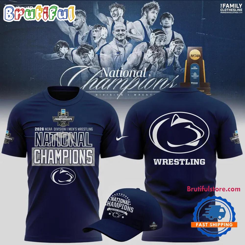 Penn State Nittany Lions 2026 NCAA Wrestling National Champions New Design 3D Shirt