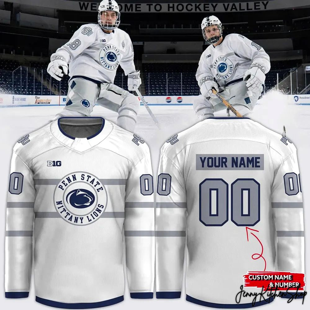 Penn State Nittany Lions 2026 White Uniform Custom Hockey Jersey