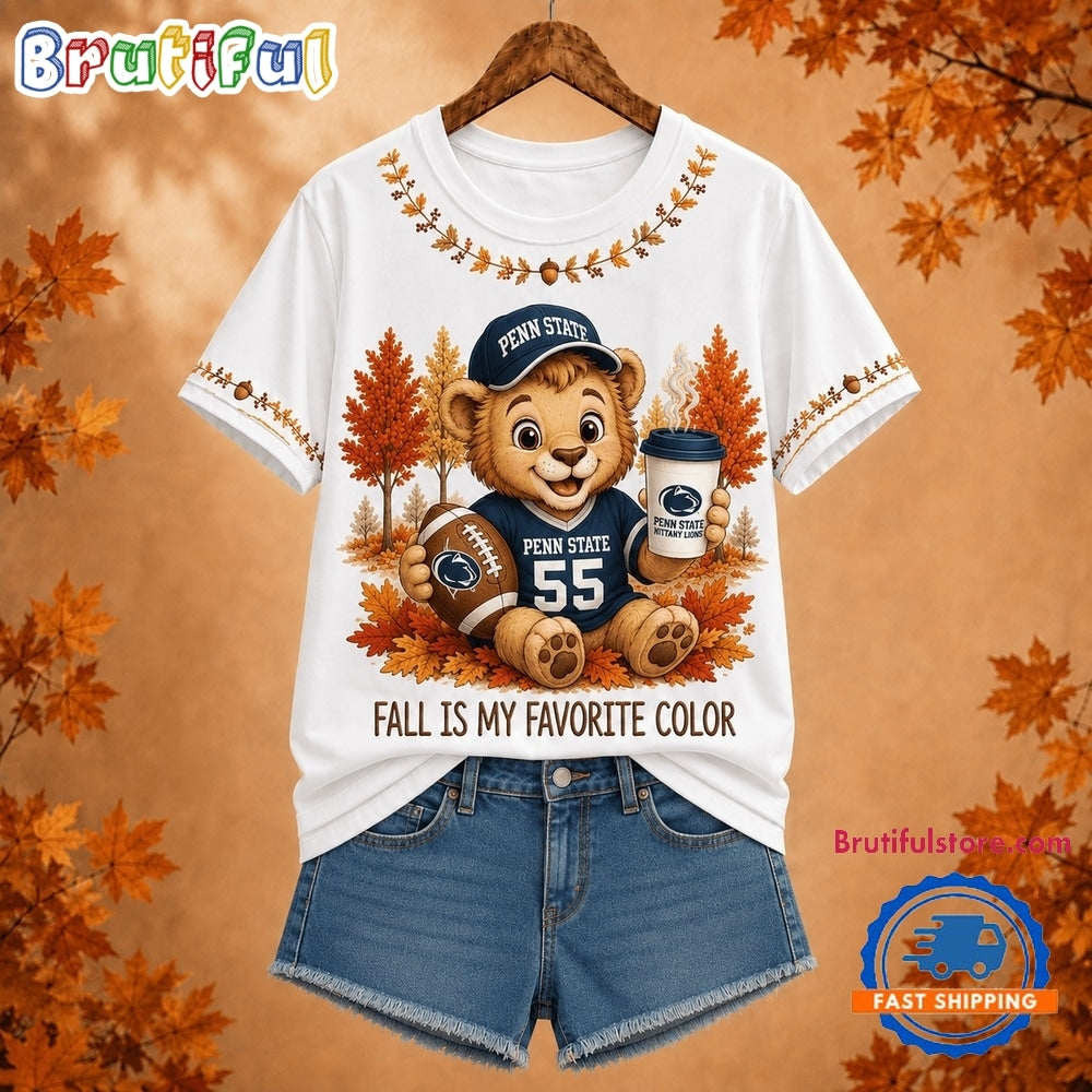 Penn State Nittany Lions NCAA Fall Is My Favorite Color Football Unisex 3D Shirt