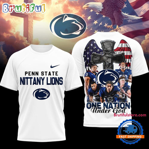 Penn State Nittany Lions NCAA Graphic Player One Nation Under God 3D Shirt