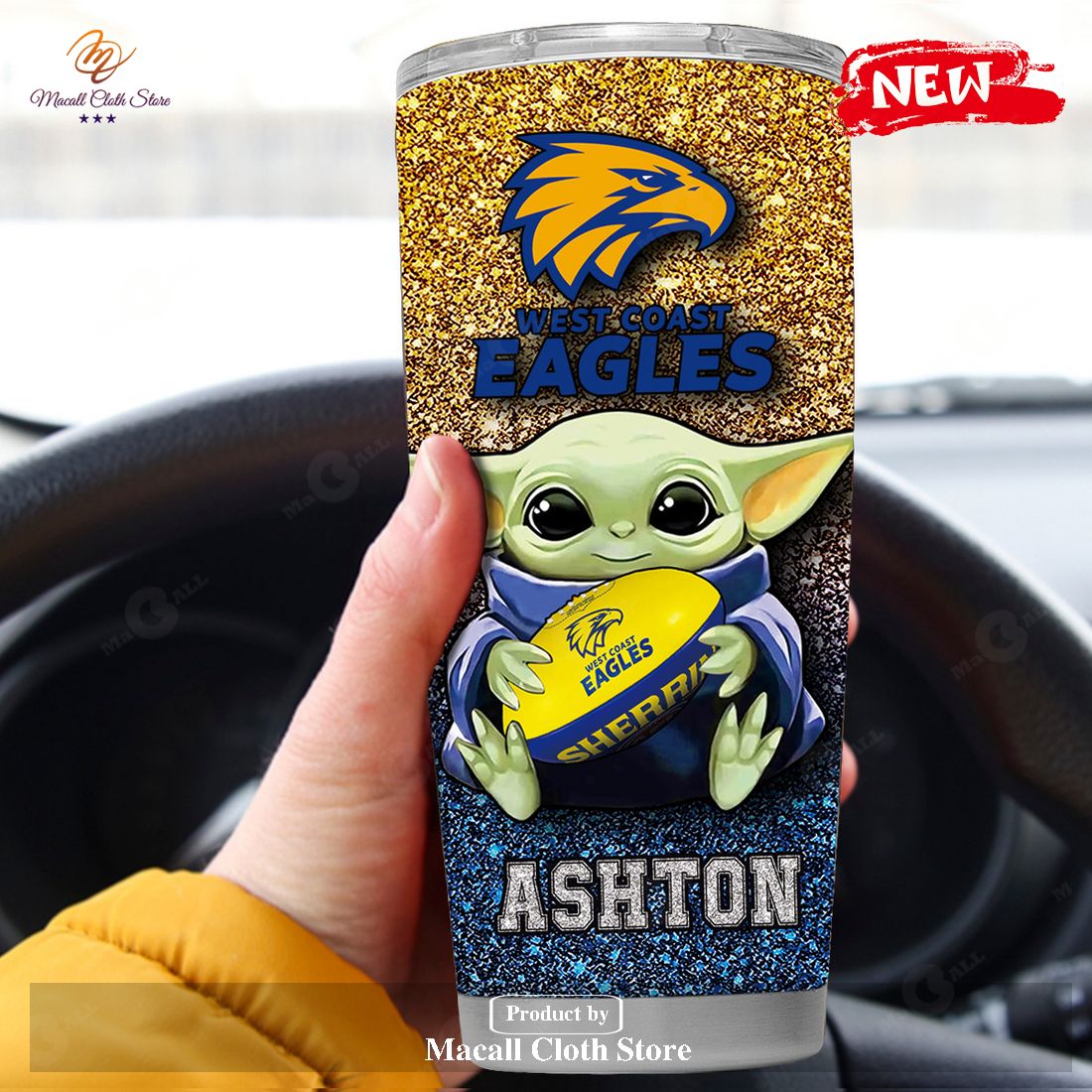 Personalized AFL West Coast Eagles Baby Yoda Gift For Yoda Fans Tumbler