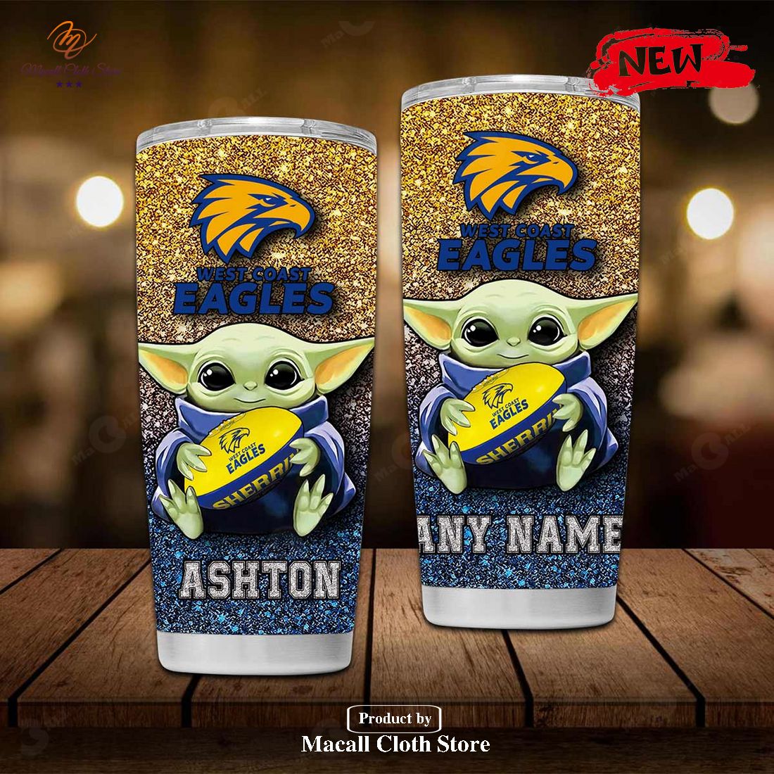 Personalized AFL West Coast Eagles Baby Yoda Gift For Yoda Fans Tumbler