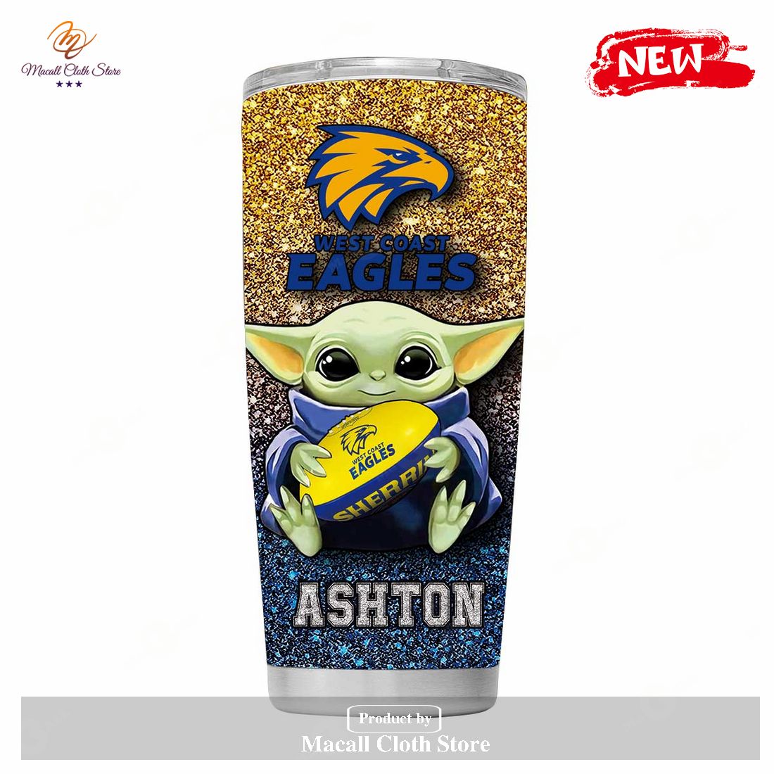 Personalized AFL West Coast Eagles Baby Yoda Gift For Yoda Fans Tumbler