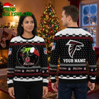 Personalized Atlanta Falcons Grinch Hands Custom Name Ugly Christmas Sweater