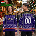 Personalized Baltimore Ravens Custom Name And Number Ugly Christmas Sweater
