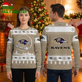 Personalized Baltimore Ravens Santa Sleigh Custom Name - Ravens Fan Holiday Gift Ugly Christmas Sweater