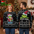 Personalized Carolina Panthers Grinch Football Custom Name Ugly Christmas Sweater