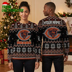 Personalized Chicago Bears Logo Custom Name Ugly Christmas Sweater