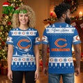 Personalized Chicago Bears Santa Sleigh Logo Custom Name Ugly Christmas Sweater