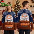 Personalized Chicago Bears Snowy Village Custom Name Ugly Christmas Sweater