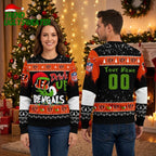 Personalized Cincinnati Bengals Grinch Drink Up Custom Name And Number Ugly Christmas Sweater
