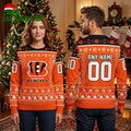 Personalized Cincinnati Bengals Logo Custom Name And Number Ugly Christmas Sweater