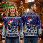 Personalized Colorado Rockies Logo Santa Hat Ugly Christmas Sweater