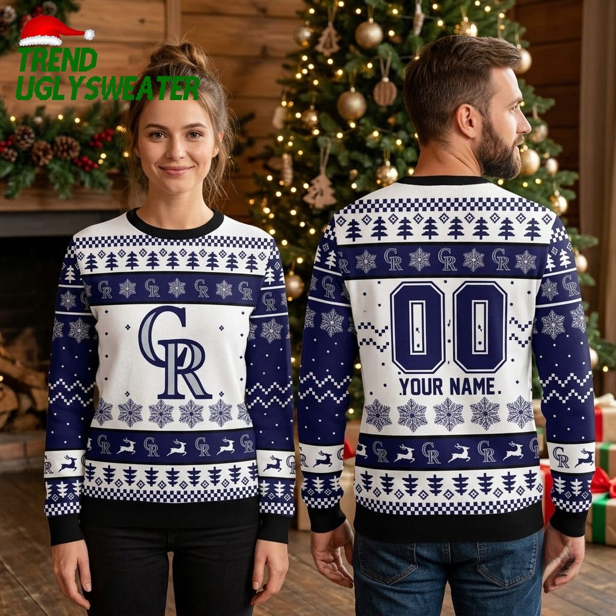 Personalized Colorado Rockies Snowflake Custom Name And Number Ugly Christmas Sweater