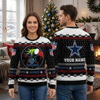 Personalized Dallas Cowboys Grinch Santa Hat Star Custom Name Ugly Christmas Sweater