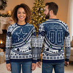 Personalized Dallas Cowboys Star Snowflake Custom Name And Number Ugly Christmas Sweater