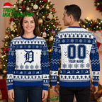 Personalized Detroit Tigers Old English D Custom Name And Number Ugly Christmas Sweater