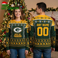 Personalized Green Bay Packers Football Field Custom Name And Number Ugly Christmas Sweater
