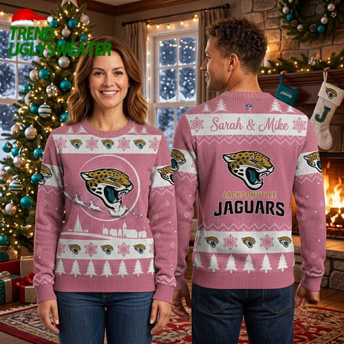 Personalized Jacksonville Jaguars Jaguar Logo Custom Name Ugly Christmas Sweater