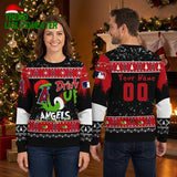 Personalized Los Angeles Angels Grinch Drink Up Custom Name And Number Ugly Christmas Sweater