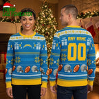 Personalized Los Angeles Chargers Helmet Custom Name And Number Ugly Christmas Sweater