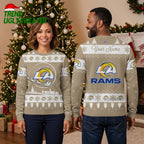 Personalized Los Angeles Rams Logo Snowflake Ugly Christmas Sweater