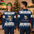 Personalized Minnesota Vikings Norseman Mascot Custom Name Ugly Christmas Sweater