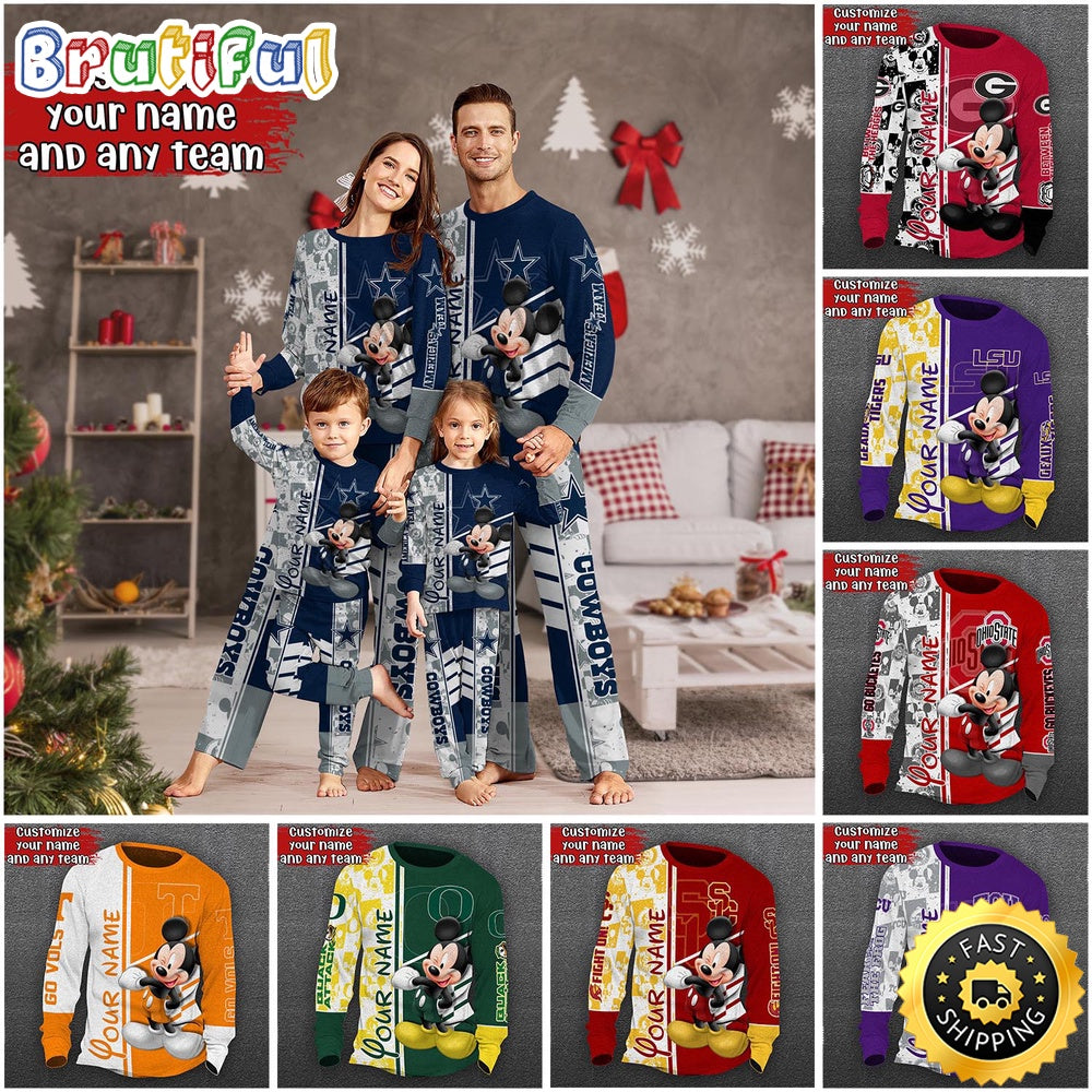 Personalized NCAA Customize Pajamas Mickey Mouse For Family