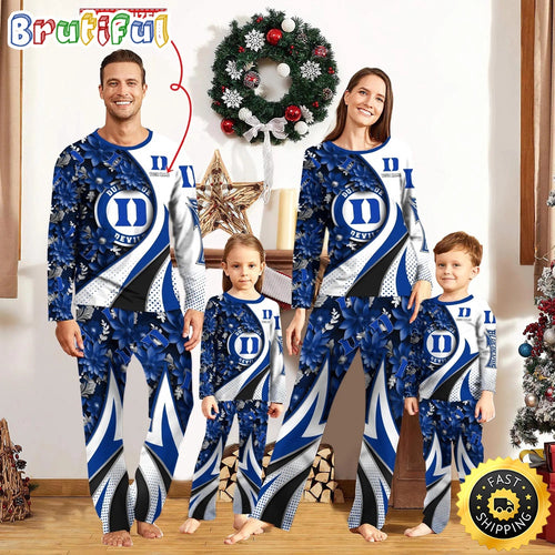 Personalized NCAA Duke Blue Devils Pajamas Flower For Sport Family