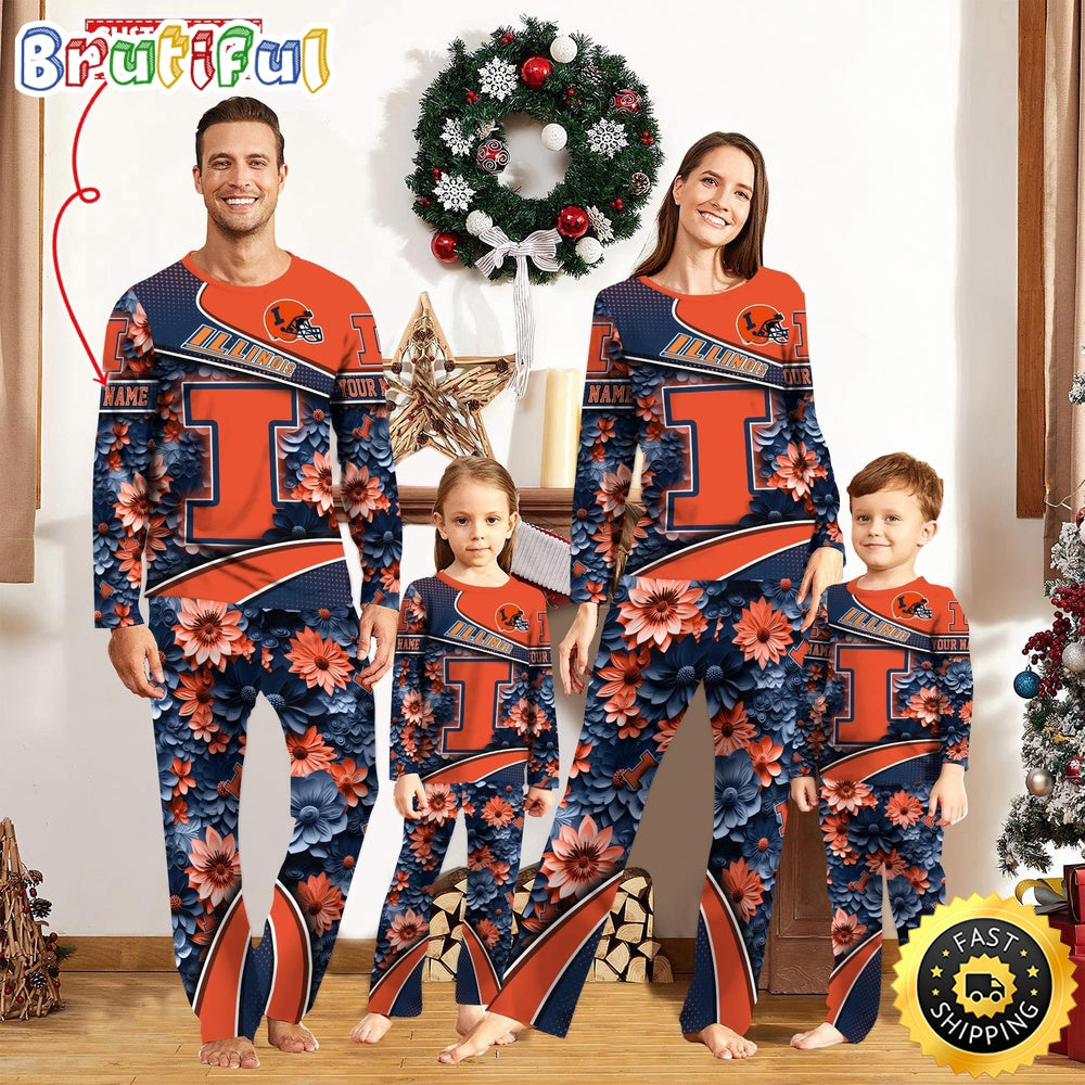 Personalized NCAA Illinois Fighting Illini Pajamas For Family Pajamas Sport Fans