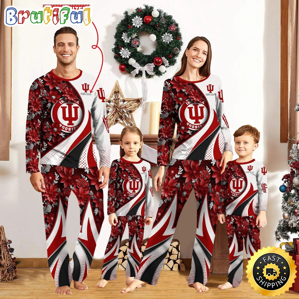 Personalized NCAA Indiana Hoosiers Pajamas Flower For Sport Family