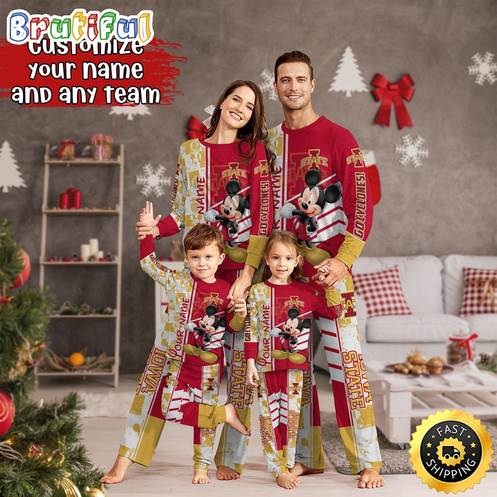 Personalized NCAA Iowa State Cyclones Pajamas Mickey Mouse For Family