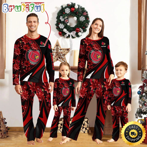 Personalized NCAA Louisville Cardinals Pajamas Flower For Sport Family