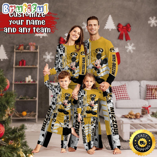 Personalized NCAA Missouri Tigers Pajamas Mickey Mouse For Family