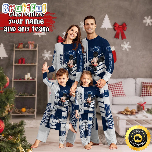 Personalized NCAA Penn State Nittany Lions Pajamas Mickey Mouse For Family