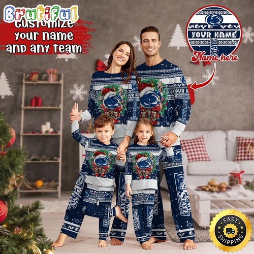 Personalized NCAA Penn State Nittany Lions Pajamas Xmas For Sports Fan